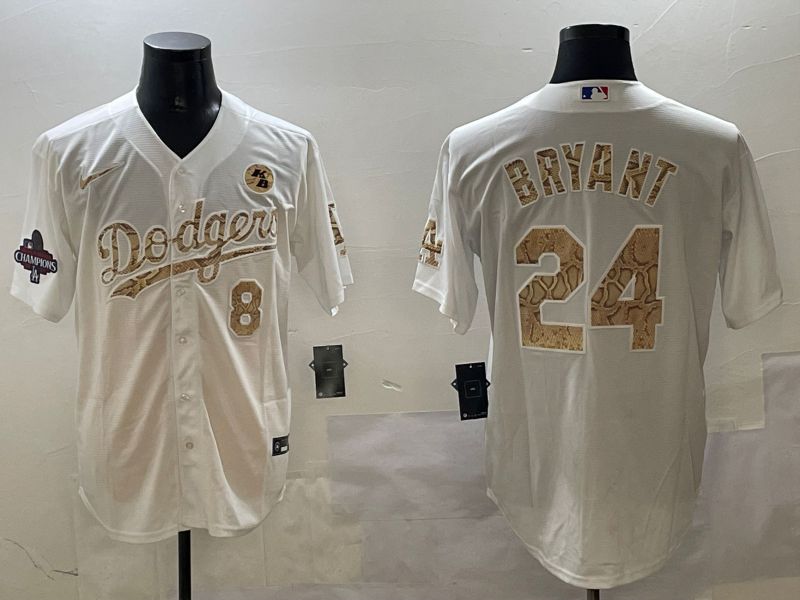 Men Los Angeles Dodgers 24 Bryant White Fashion Game 2025 Nike MLB Jersey style 3069